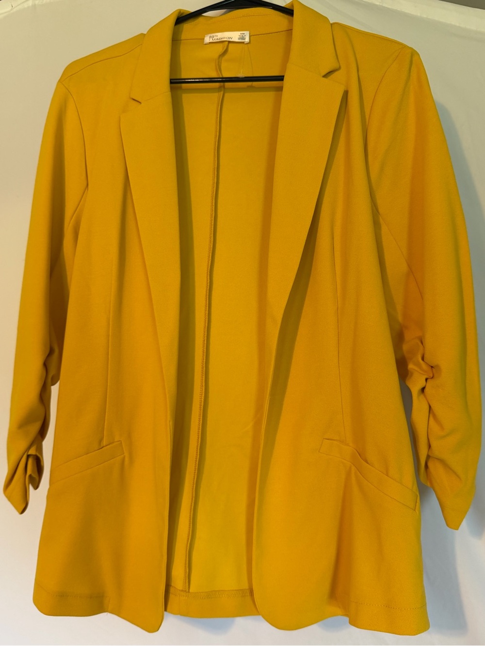 89th & Madison Mustard Open-Front Blazer Jacket